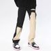 Men’s High-Street Ripped Jeans – Black & White Contrast Slim-Fit Flared Pants With Distressed Detailing_viptrois.com