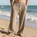 Spring And Autumn Jacquard Striped Wide Leg Pants Casual Loose Pit Drawstring Straight Large Size Men's Pants_viptrois.com