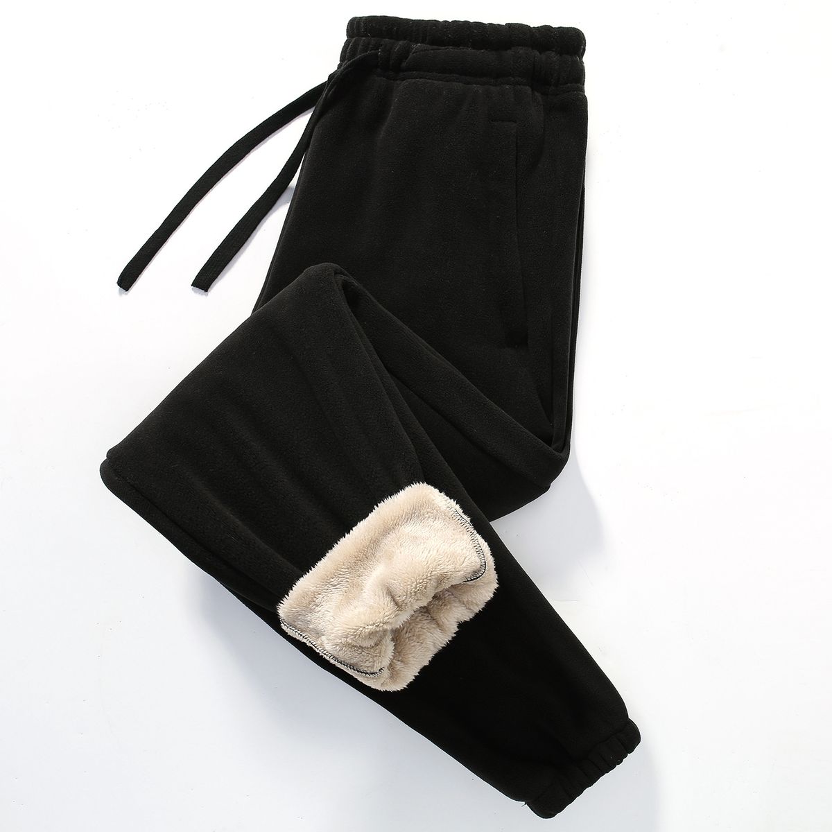 Men's Clothing Men's Fleece-Lined Thermal Pants - High-Elasticity Winter Base Layer With Sherpa Interior_viptrois.com
