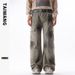 Men's Clothing Thai King Men's Wear 2024 Retro Autumn and Winter Spray Paint Multi Pocket Loose Casual Mopping Pants Men's Trousers_viptrois.com