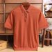 Men's Clothing Worsted Short Sleeved Wool Sweater Men's Polo Shirt Spring And Autumn Wear Light Mature Casual Solid Color Knitted Sweater_viptrois.com