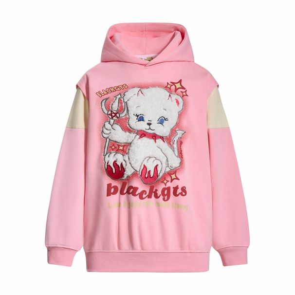 Vibe Trendy Brand Cartoon Cat Embroidered Hoodie Men's Niche Loose Pullover Sports Top Autumn Winter_viptrois.com