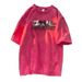 220g Pure Cotton Trendy Brand American Street Cross Print Half Oversized Short Sleeved T-shirt For Men_viptrois.com