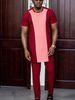 Men's Clothing men's summer red short sleeved shirt new fashion casual two piece suit high end suit sportswear_viptrois.com