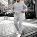 Men's Plus Size Fleece Hoodie & Jogger Set - Loose Fit Casual Sportswear For Running & Gym - Polyester Blend (Black/Dark Grey/Light Grey)_viptrois.com