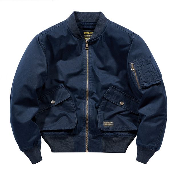 Men's Clothing Autumn And Winter New Air Force Ma1 Flight Jacket Pure Cotton Washed Casual Large Size Military Flight Suit Motorcycle Solid Color_viptrois.com