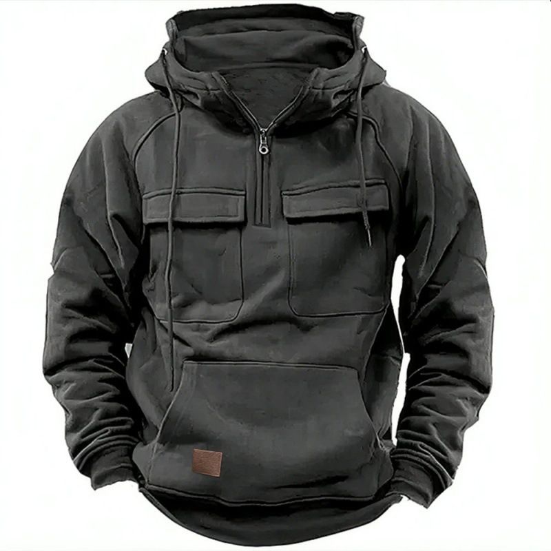 Men's Hooded Sweatshirt With Multiple Pockets - Lightweight Pullover Hoodie For Casual & Sports Wear_viptrois.com