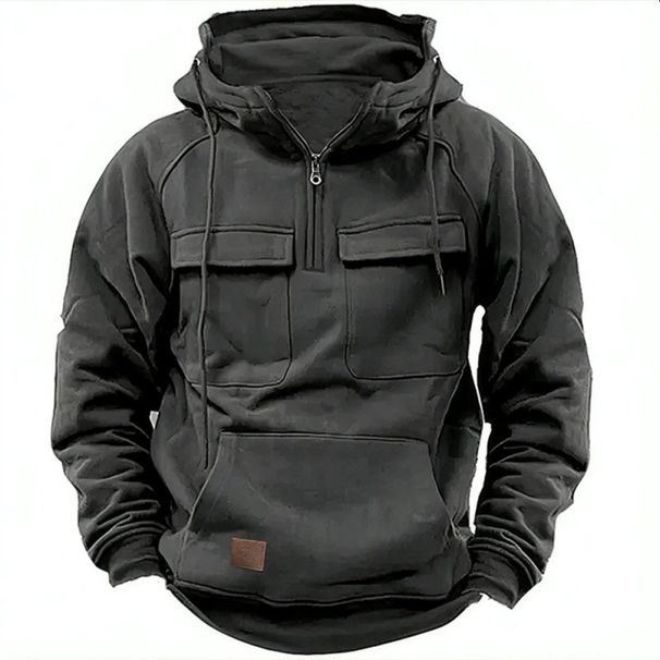 Men's Hooded Sweatshirt With Multiple Pockets - Lightweight Pullover Hoodie For Casual & Sports Wear_viptrois.com