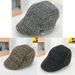 Autumn Winter Warm Woolen Beret Houndstooth Pattern Forward British Style Duckbill Cap Personality Men's Hat_viptrois.com