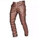 Men's Clothing Solid Color PU Strap Casual Men's Leather Pants KZ2332_viptrois.com