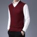 Men's V-Neck Sleeveless Sweater Vest - Slim Fit Knit Pullover For Autumn & Winter - Casual Solid/Checkered/Floral Pattern_viptrois.com