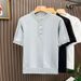 Men's Clothing Men's Style Knitted Polo Shirt Short Sleeved Summer Thin Breathable Retro Pocket Style Trendy Top_viptrois.com