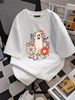 Retro Vintage Ghost Floral Pumpkin Halloween Womens Girls T-Shirt Stretched Stylish Unisex Soft Women Top Graphic Tees Top For Everyday Wear Graphic Comfortable Print Round Neck Short Sleeve Slightly Streetwear Designer Clothes Women Breathable Female_viptrois.com