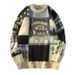 Men's Color-Block Knit Sweater – Trendy Jacquard Pattern For Halloween & Christmas (Blue/Red, EU Sizes S-2XL)_viptrois.com