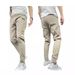 Summer Ice Silk Splicing High Elastic Men's Casual Pants Six Pocket Embroidery Skinny Fit For Internet Celebrity Style_viptrois.com