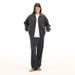 Velvet Zip-Up Jacket & Jogger Set – Cozy Lounge Wear For Dog Walks & Home Relaxation (Dark Heather Grey, S-XL)_viptrois.com
