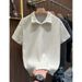 Men's Textured Wheat Ear Pattern Polo Shirt Short Sleeved Summer Heavyweight Trendy Brand Turn Down Collar Shoulder Design American_viptrois.com