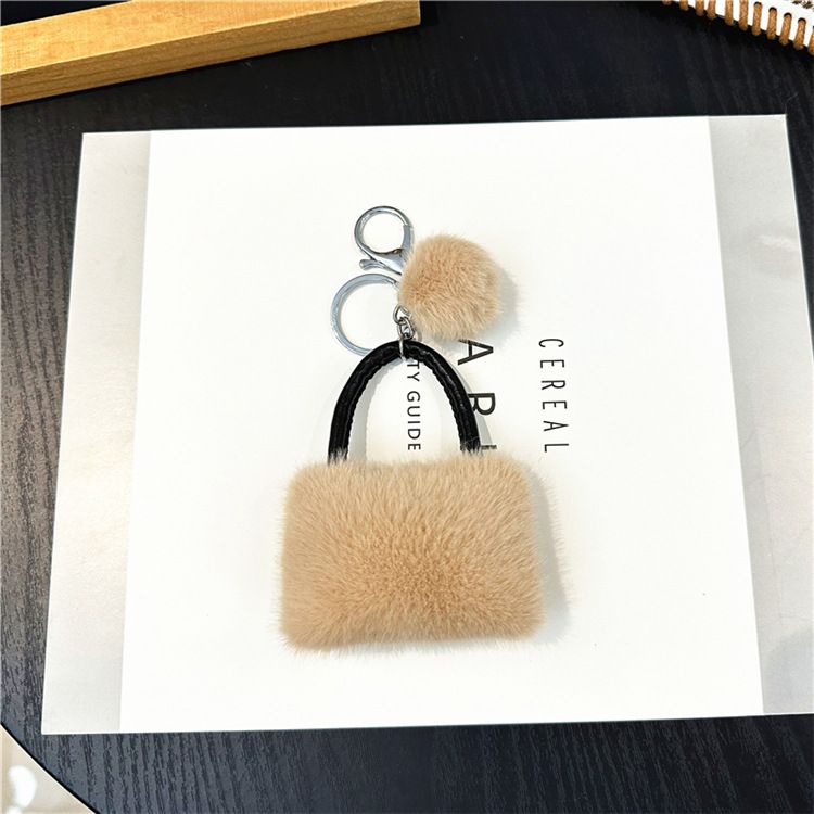 Bag Charm Candy Color Bag Keychain Cute Plush Car Keychain Creative Couple Pendant Gift Fur Ball Hanging Accessories_viptrois.com