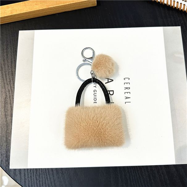 Bag Charm Candy Color Bag Keychain Cute Plush Car Keychain Creative Couple Pendant Gift Fur Ball Hanging Accessories_viptrois.com