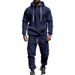 Men's Fleece Lined Casual Suit Autumn Winter Hooded Sweatshirt Long Cuffed Trousers Sportswear Set_viptrois.com