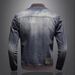 Men's Denim Jacket Retro Slim Fit Stand Collar Zip-Up Workwear Coat For Motorcycle Riding & Casual Wear (Blue, S-3XL)_viptrois.com