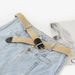 New autumn canvas woven elastic waistband women's trendy casual pants, alloy square buckle belt for men_viptrois.com