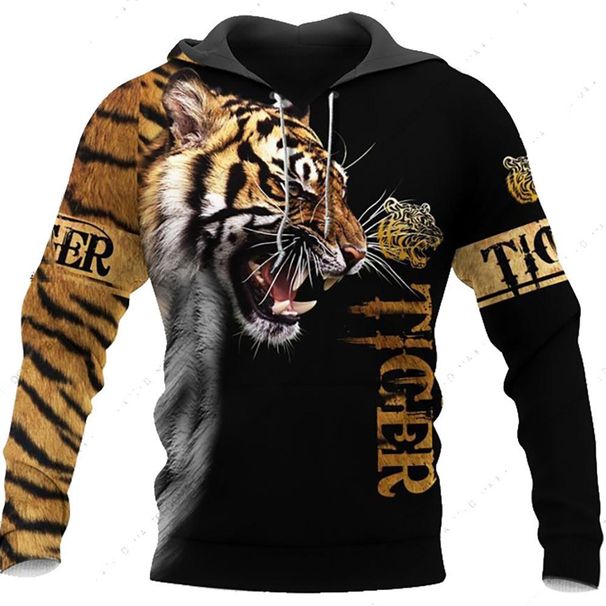 2025 Autumn/Winter New Lion Tiger 3D Printed Men's Hoodie Set+Casual Long Sleeve Set_viptrois.com