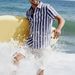 Men's Summer Casual Fashion Short Sleeved Striped Formal Beach Vacation Shirt_viptrois.com