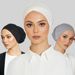 Women's Hijab solid color bottoming hat comfortable breathable hat modal cotton forehead cross two way turban hat_viptrois.com