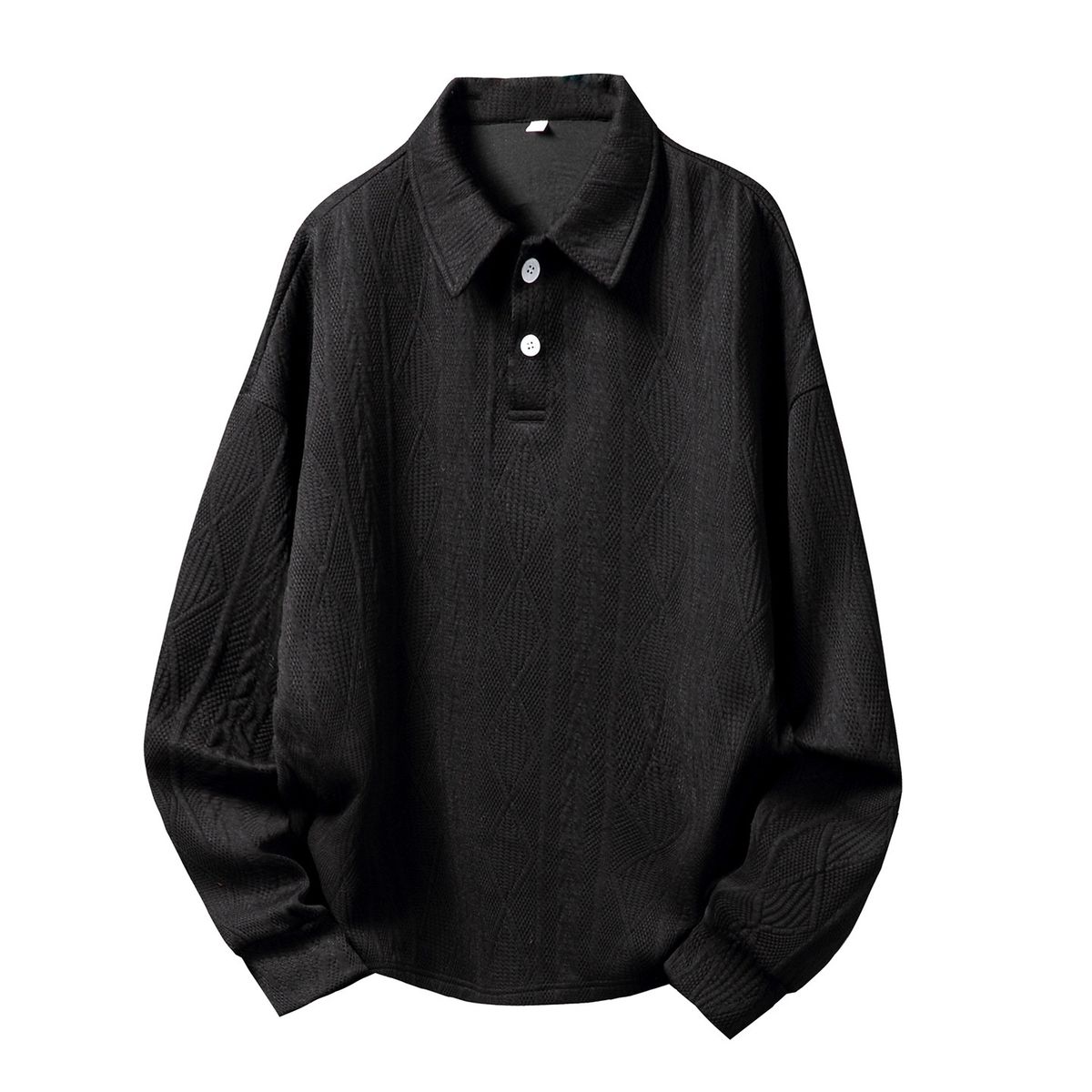 Nordmann Heavy Textured Jacquard Lapel Sweatshirt For Men And Women Couples Autumn Loose Vintage Old Money Style Long Sleeve Polo_viptrois.com