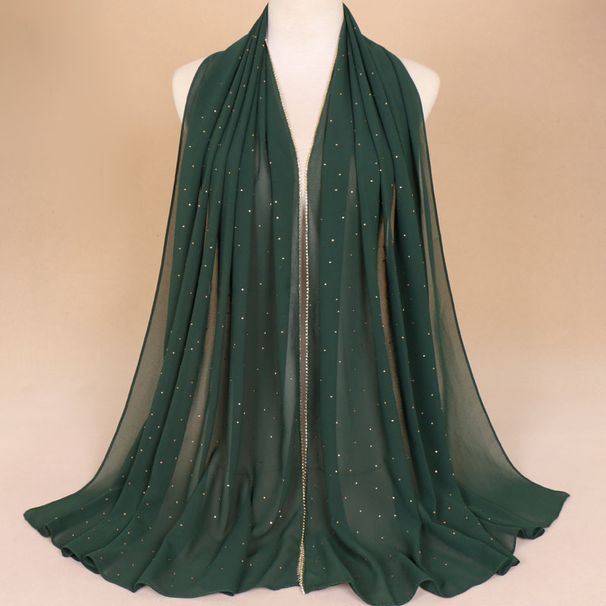 Apparel Accessories supply single color pearl chiffon chain scarf gypsophila hot diamond high quality chiffon long scarf wholesale YW70_viptrois.com