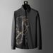 Men's Slim Fit Long Sleeve Shirt Fashion Brand Printed Diamond Pattern Casual Polyester Clothing Anti-Wrinkle Black White_viptrois.com