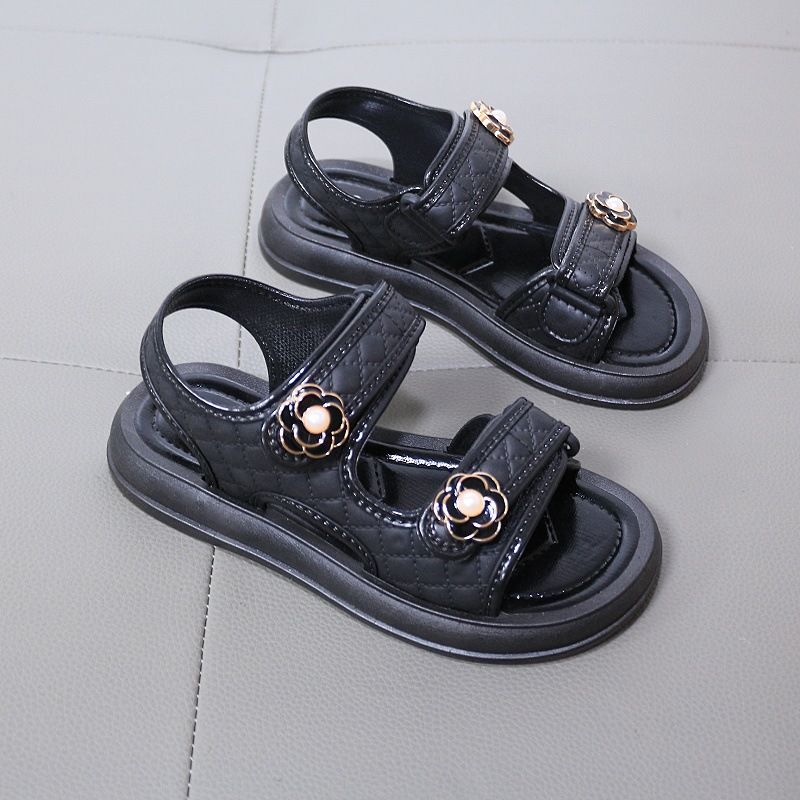 Mother & Kids Children's Shoes Summer New Style Girls Flower Accessories Simple Daily Casual Sandals Versatile Open Toe Beach Shoes Slippers_viptrois.com