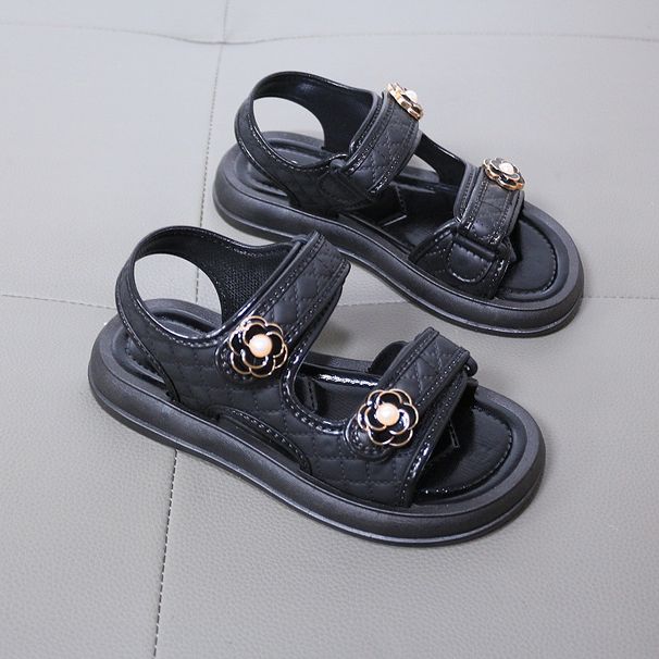 Mother & Kids Children's Shoes Summer New Style Girls Flower Accessories Simple Daily Casual Sandals Versatile Open Toe Beach Shoes Slippers_viptrois.com