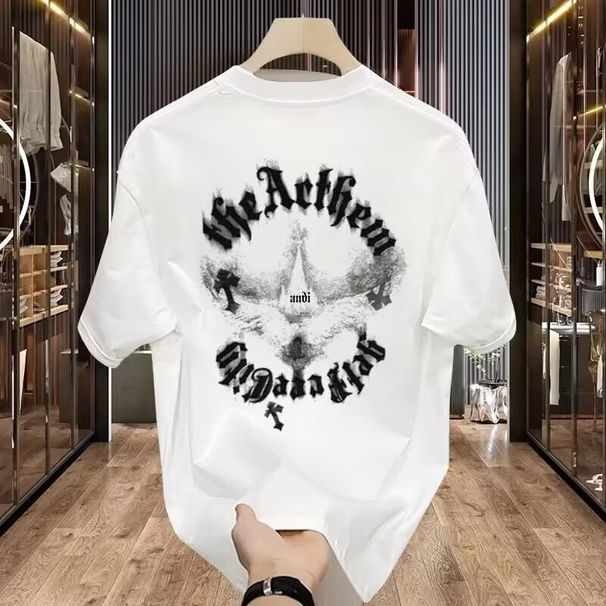 Men's Clothing 2025 Summer New Style Short Sleeved T Shirt European Goods Personalized Printing Round Neck Slim All Match Half Sleeved T Shirt Men_viptrois.com
