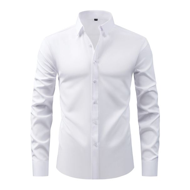 K Lightweight And Stretchy Plus Size Men's Shirt, Wrinkle Resistant Long Sleeved Shirt, Cardigan, Long Sleeved Shirt_viptrois.com