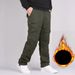 Men's clothing with fleece overalls men's loose straight leg casual pants_viptrois.com