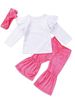 Kid's Clothing Hot Children's Clothing Children's Flying Sleeve Top Velvet Bell Bottom Pants With Head Flower_viptrois.com