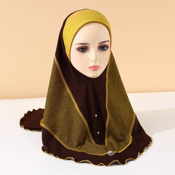 Women's Hijab summer new headscarf denim contrast color stitching style pullover headscarf ladies headscarf_viptrois.com