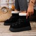 SHLIANG New Women's Thick Bottom Snow Boots Round Toe Fashionable Lace Up Short Casual Warm Cotton Shoes Winter Essential Footwear X0063_viptrois.com