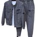 Men's Casual Two-Piece Set – Fleece-Lined Denim Jacket & Jogger Pants (Black/Grey, XL-6XL Sizing)_viptrois.com