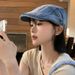 Spring Autumn Washed Denim Forward Large Head Circumference Face-Slimming Beret Japanese And Korean Versatile Newsboy_viptrois.com