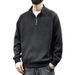 Pure Men's Autumn Winter Trendy Cool Solid Color Stand Collar Fashionable Versatile Loose Casual Multi-color Half-zip_viptrois.com