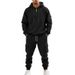 Men's Heavyweight Fleece Hooded Sweatshirt And Sweatpants Set Loose Casual Autumn Winter Sports Two-Piece Set_viptrois.com