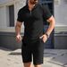 Men's Knitted Short Sleeve Polo & Shorts Set - Summer Sports Casual Outfit With Lapel Collar (2-Piece)_viptrois.com