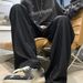 Men's Jacquard Loose-Fit Trousers Straight Wide Leg Casual Pants_viptrois.com