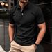 2026 Men's Casual Shirt - Solid Color Buttoned Short Sleeve T-Shirt With Double-sided Beads And Breathable POLO Shirt For Men_viptrois.com