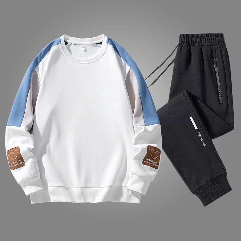 Men's Clothing Spring and Autumn Suit Sweatshirt Men's Cotton New Round Neck Loose Large Size Fat Bottoming Shirt Trendy Top Jacket_viptrois.com