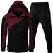 Men's Clothing Autumn And Winter Foreign Trade Sports Two Color Splicing Jacket Long Sleeve Long Pants Hooded Casual Sports Men's Suit_viptrois.com
