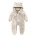 Spring And Autumn Cute Plush Jumpsuit For Boys And Girls Baby Warm Ears Hooded Threaded Cuffs For Going Out Crawling Clothes_viptrois.com
